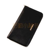 意大利十字纹头层牛皮拉链钱包